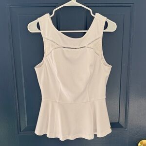 Guess Y2K White Peplum Knit Top - Gold Back Zip - Size Medium